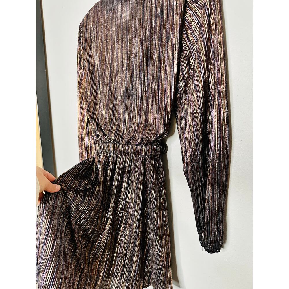 RAMY BROOK Multicolor Metallic A-Line Long Sleeves Elise Vincy Dress Size Small - Picture 14 of 16